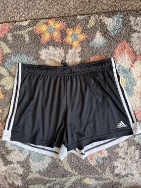 adidas Black Athletic Shorts with White Side Stripes